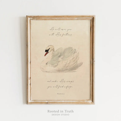 Scripture Art Print: Under His Wings