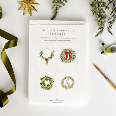 Paintable Notecards-Wreaths
