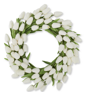 22" White Tulip Wreath