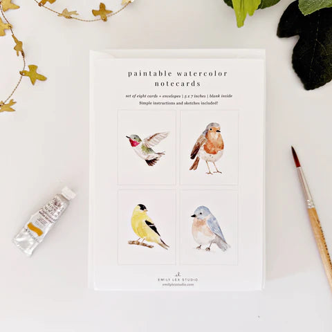 Paintable Notecards-Backyard Birds