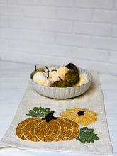 Load image into Gallery viewer, Linen Table Runner with Embroidered Pumpkins